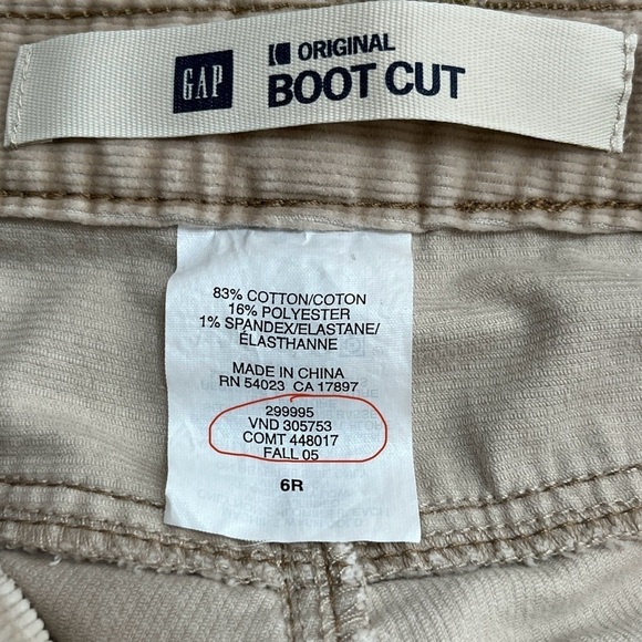 Y2K Gap Original Bootcut Khaki Corduroys Size 6 R - Fall 2005 - Picture 7 of 9